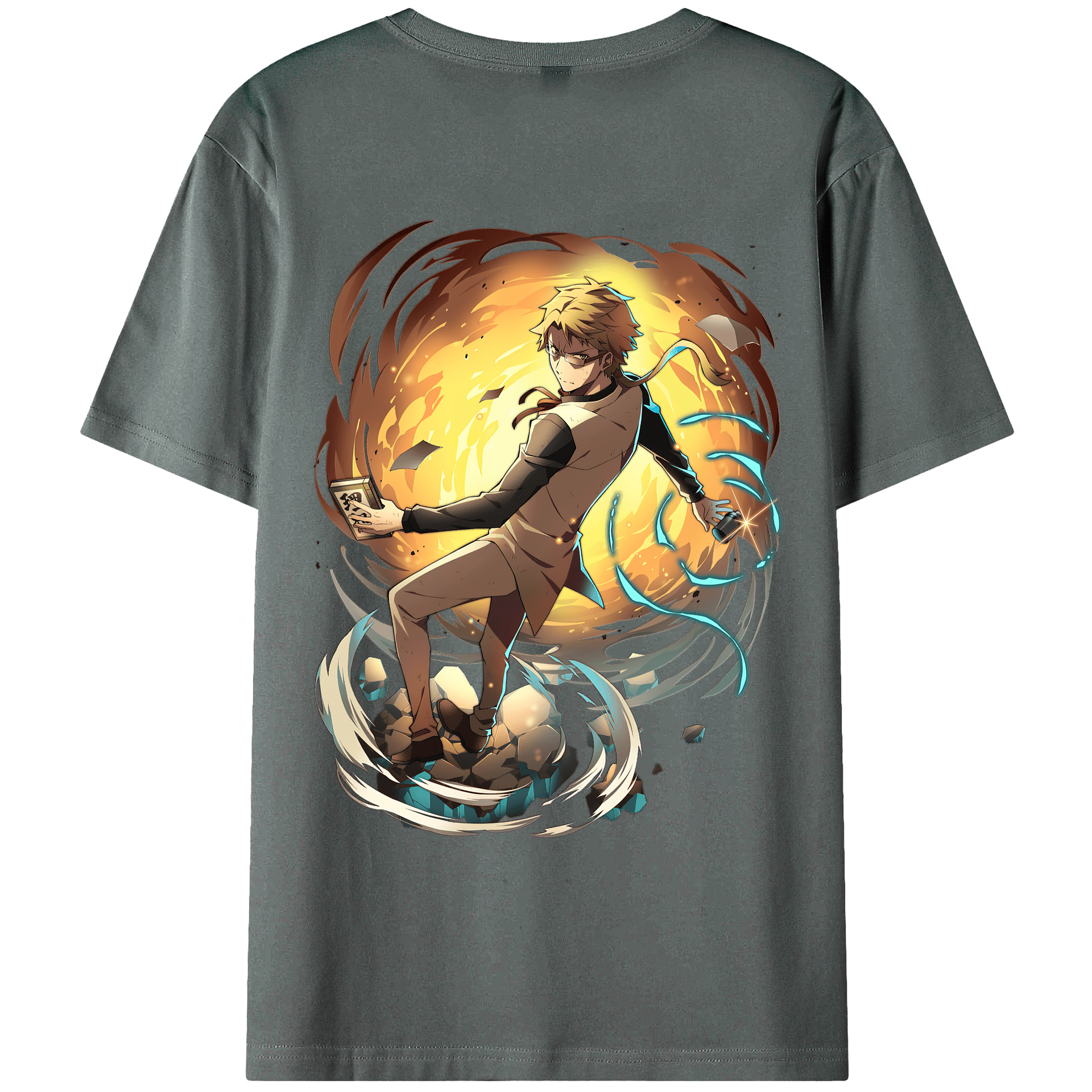 （画像用） 文豪ストレイドッグス Bungo Stray Dogs 綿100％ メンズ半袖Tシャツ（バックプリント） 通気性